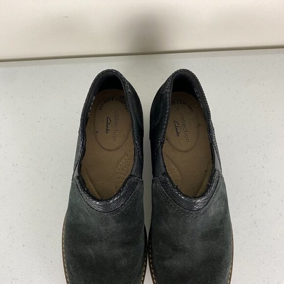 Clarks Camzin Mix Black Suede Booties Ankle Boots Womens 8.5 - Picture 3 of 8